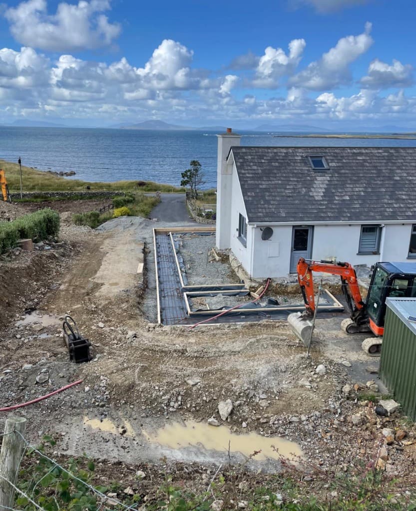 Groundworks stage 1 — set-out and prep around existing house