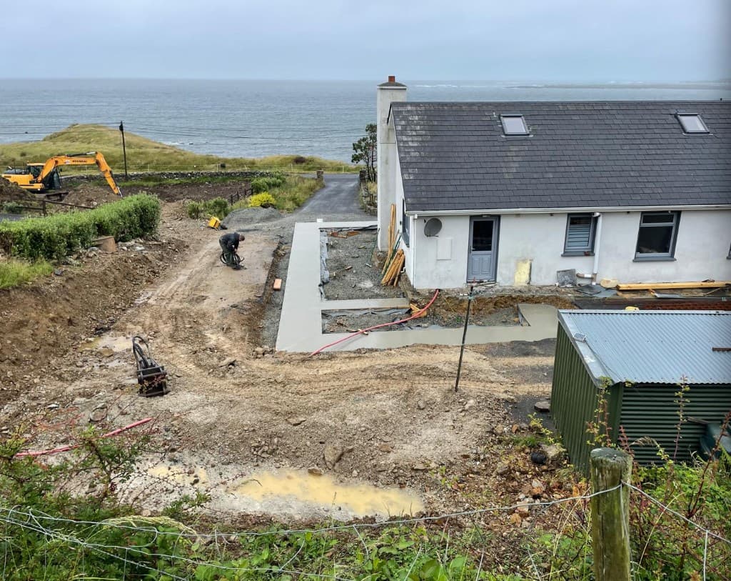 Groundworks stage 3 — concrete pour and external path works