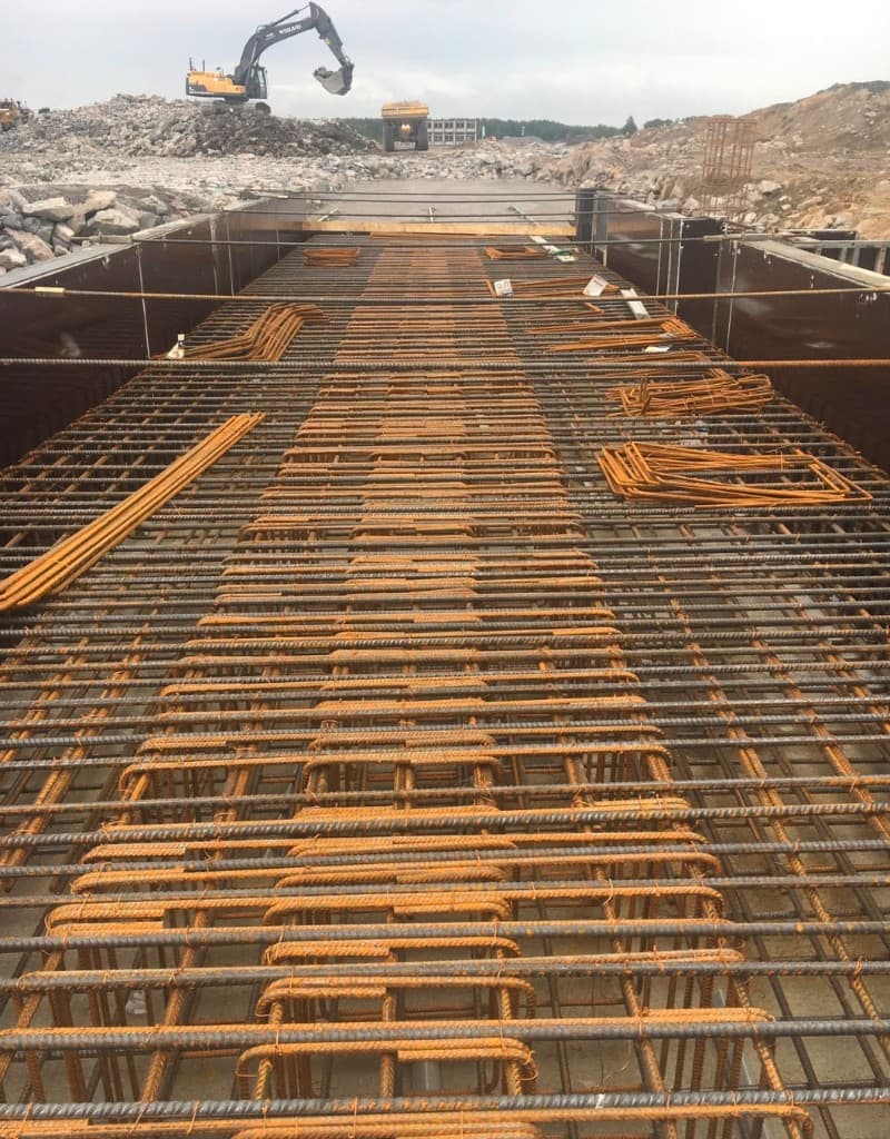 Reinforced foundation base detail before concrete