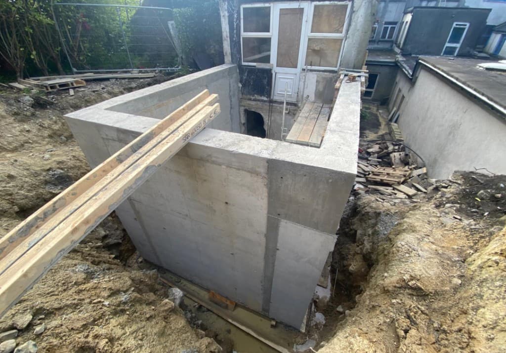 Completed basement wall structure after pour